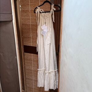 Zimmermann Cream Maxi Dress white with gold polka dots